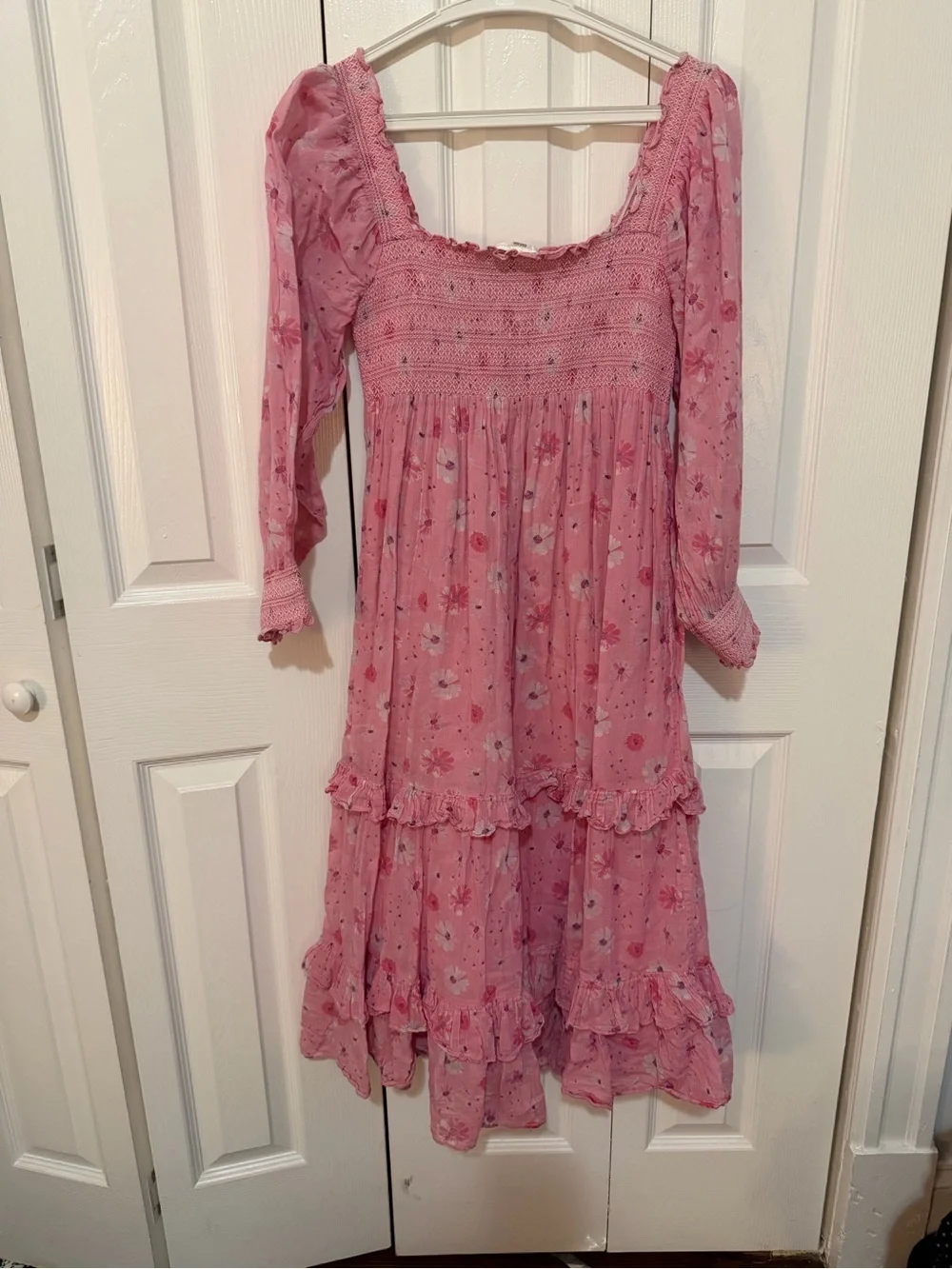 Loveshackfancy Miri Midi Dress Pink Floral Extra Small - Picture 2 of 4